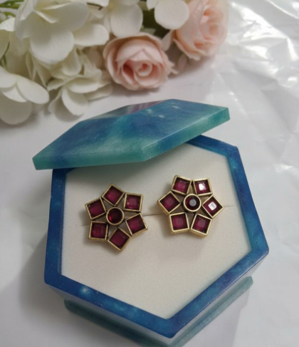 Hexa Floral Studs