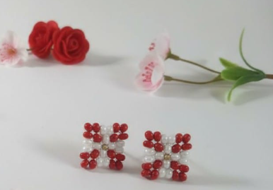 Handmade Beaded Blossom Studs
