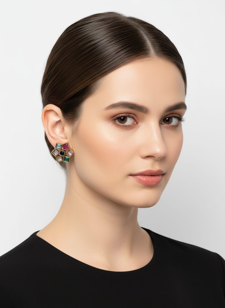 Hexa Floral Studs
