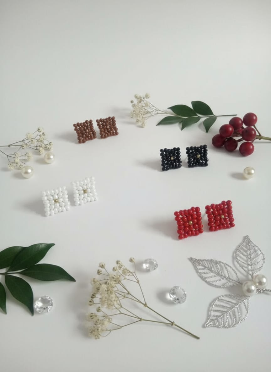 Handmade Beaded Blossom Studs