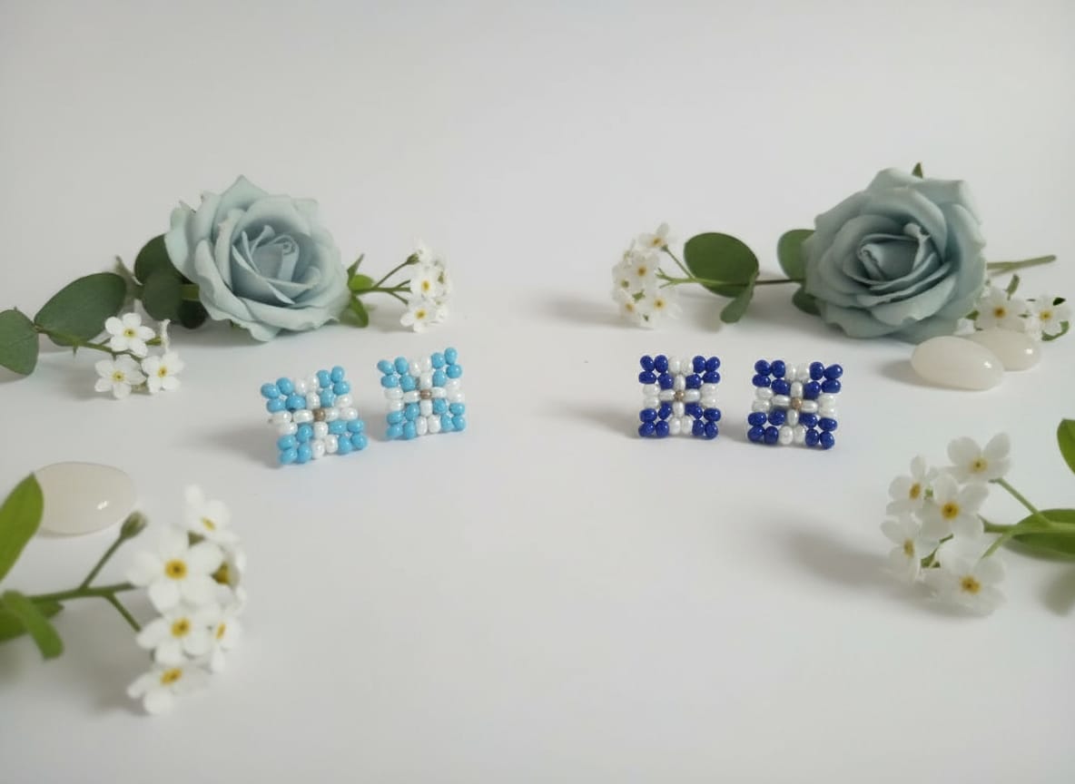 Handmade Beaded Blossom Studs